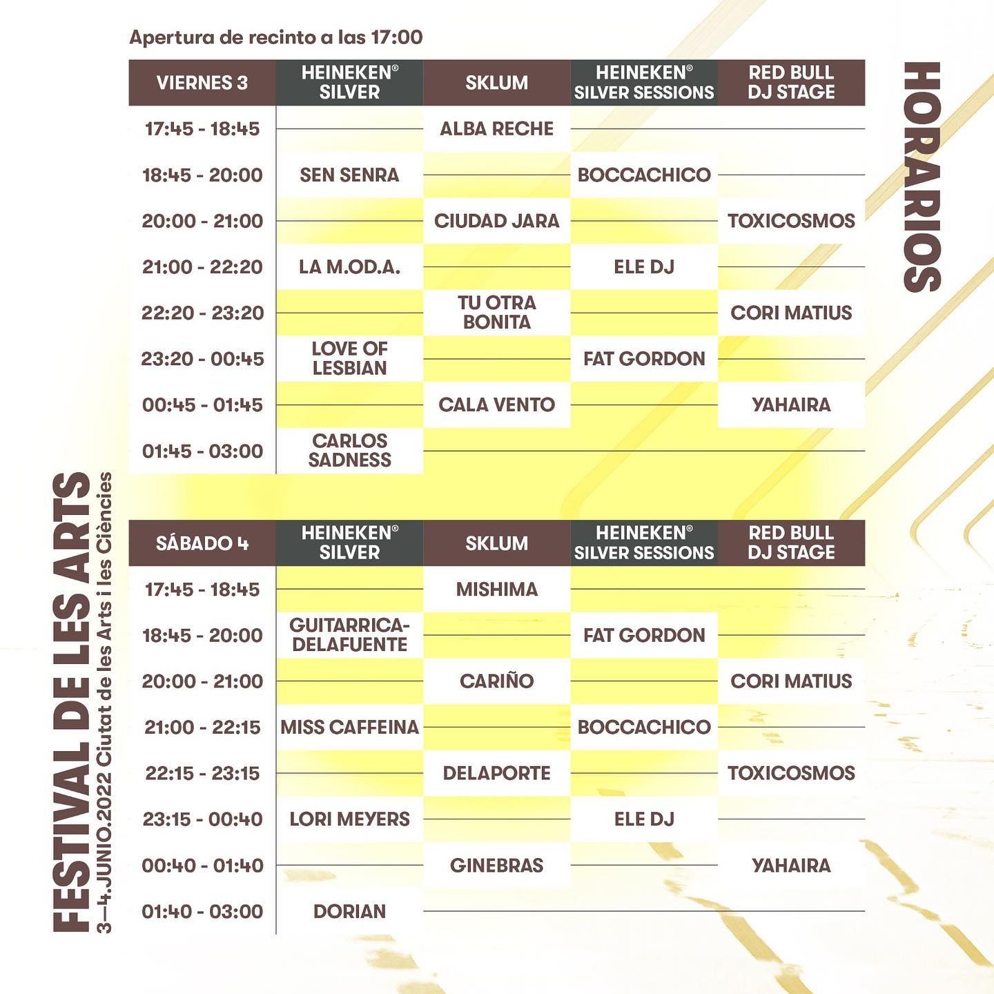 ¡Ya están los horarios del Festival